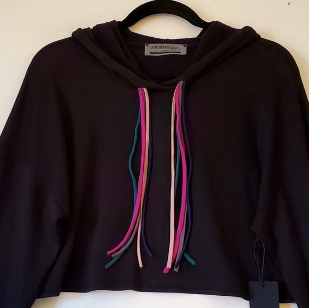 Lanston Sport Pullover Black Cropped Soft Hoodie Size Medium NWT - Picture 9 of 9